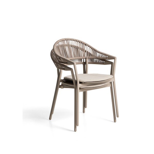 Pelēkbrūns polsterēts dārza krēsls Alimia – Kave Home-image-2