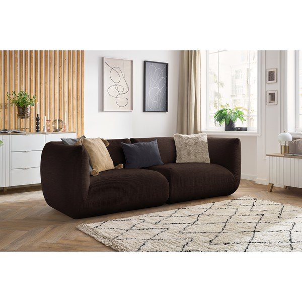 Tumši brūns velveta dīvāns 260 cm Lecomte – Bobochic Paris-image-1