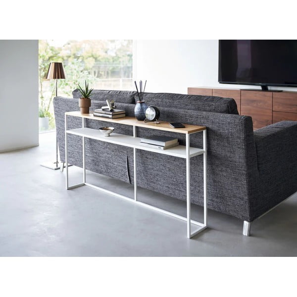 Balts/gaiši brūns konsoles galds ar oškoka imitāciju 20,5x126 cm Tower – YAMAZAKI-image-1