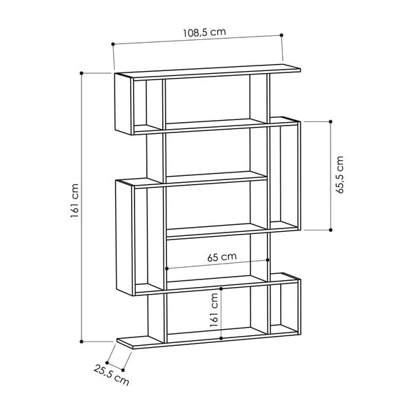 Antracīta pelēks/dabīga toņa grāmatplaukts ar ozolkoka imitāciju 108,5x161 cm Mito – Homitis-image-2