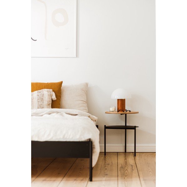 Melns/dabīga toņa naktsskapītis ar ozolkoka imitācijas galda virsmu Tu – noo.ma-image-1