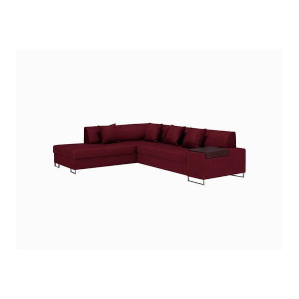Sarkana stūra dīvāns ar sudraba krāsas kājām Cosmopolitan Design Orlando, kreisais stūris