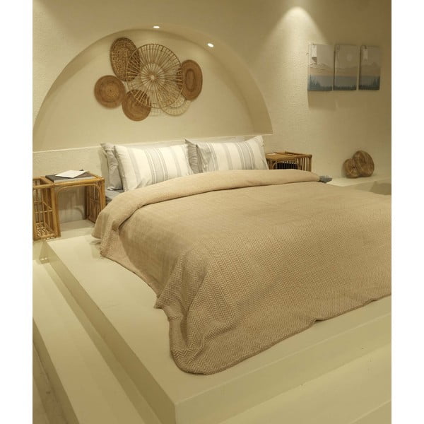 Okera dzeltens/balts pārklājs divvietīgai gultai 200x220 cm Twin – Oyo Concept-image-1