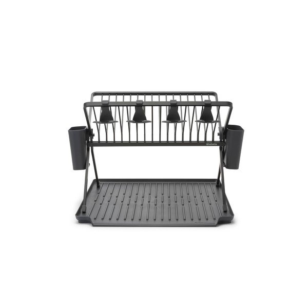 Tumši zaļš metāla divu līmeņu trauku žāvētājs 42x51 cm – Brabantia