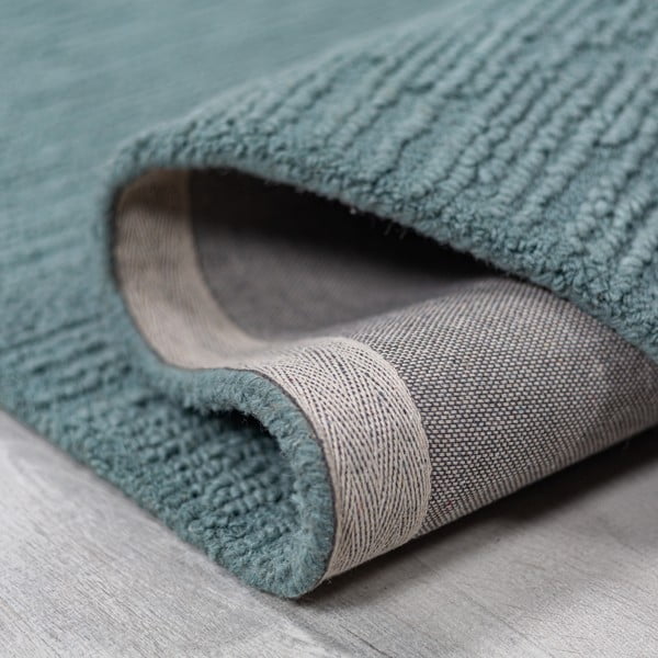 Dūmakaini zils ar rokām darināts vilnas paklājs 120x170 cm Harris Boucle – Flair Rugs-image-3