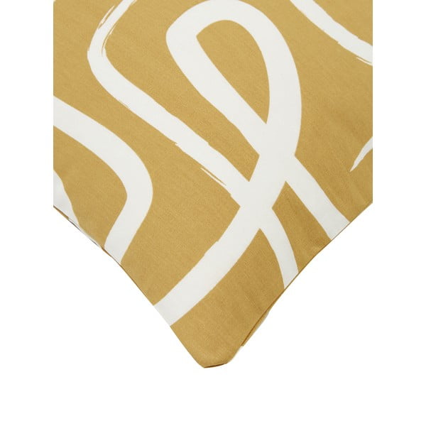 Dzeltena un balta kokvilnas gultas veļa Westwing Collection Malu, 135 x 200 cm-image-3