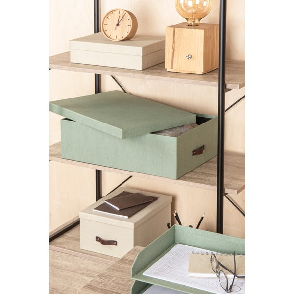 Piparmētru zaļas kartona uzglabāšanas kastes ar vāku (3 gab.) 31x47x15 cm Inge – Bigso Box of Sweden-image-1