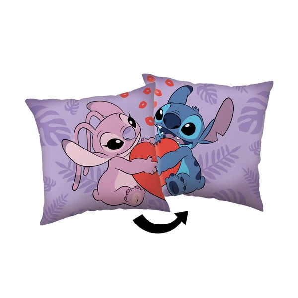 Flīsa bērnu spilvens 40x40 cm Lilo and Stitch "Kiss" – Jerry Fabrics