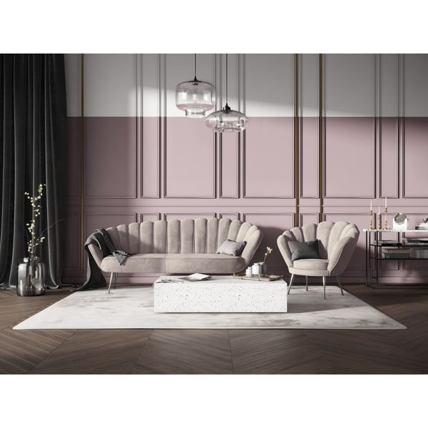 Bēšs samta asimetrisks dīvāns Interieurs 86 Varenne, 224 cm-image-1