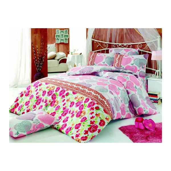 Divvietīga gultas veļa ar palagu Rose Day, 200 x 220 cm