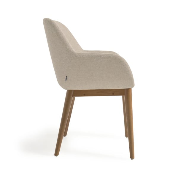 Bēšs polsterēts ēdamistabas krēsls ar roku balstiem Konna – Kave Home-image-3