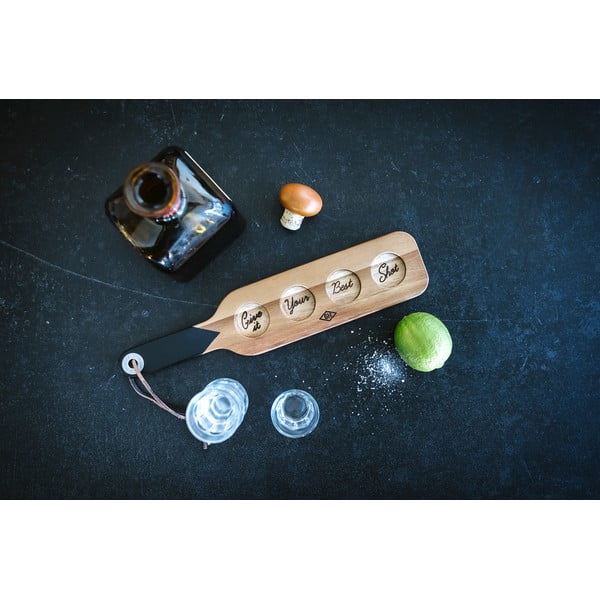 Koka servēšanas dēlis un 4 glāzes šāvienu Gentlemen's Hardware-image-1