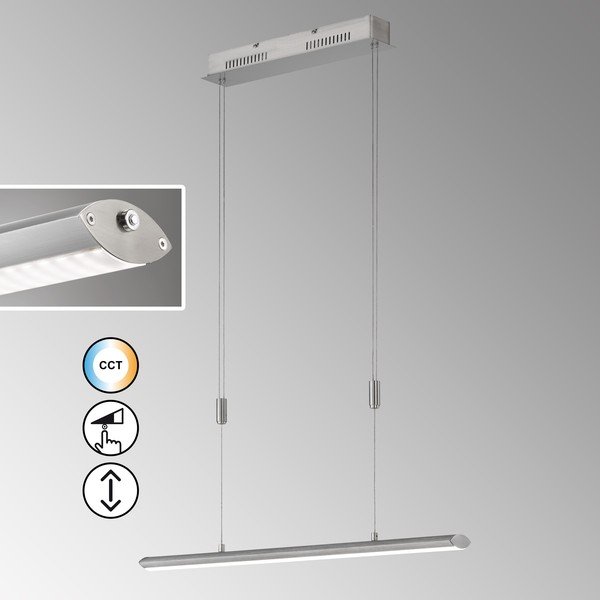 Sudraba krāsas metāla LED piekaramā lampa ar regulējamu spilgtumu Beat – Fischer & Honsel-image-1