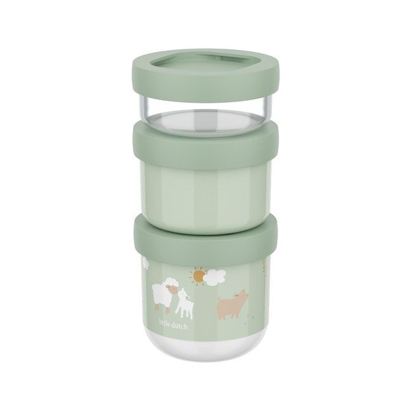 Gaiši zaļas plastmasas bērnu pusdienu kārbas (3 gab.) Little Farm by Little Dutch – Mepal