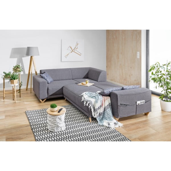 Pelēks salokāms/ar uzglabāšanas vietu stūra dīvāns (ar kreiso stūri/L veida) Classy Sophie – Miuform-image-4