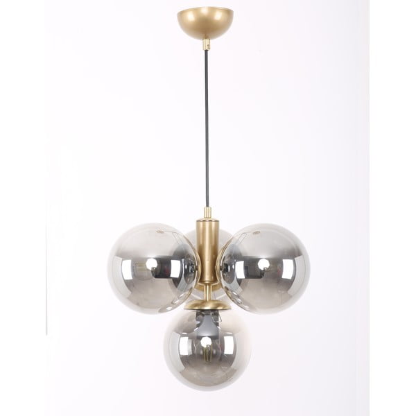 Pelēka/zelta krāsas piekaramā lampa ar stikla abažūru ø 15 cm Hector – Squid Lighting