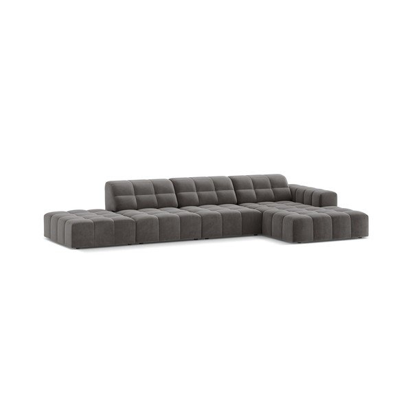 Pelēks samta stūra dīvāns (ar labo stūri/ar zvilni) Chicago – Cosmopolitan Design-image-1