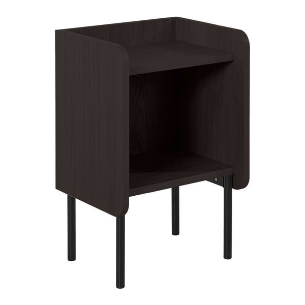 Melns naktsskapītis ar plauktiem un ozolkoka imitāciju Wrap – Bonami Selection-image-2