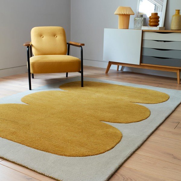 Okera dzeltens ar rokām darināts vilnas paklājs 120x170 cm Canvas – Asiatic Carpets-image-1