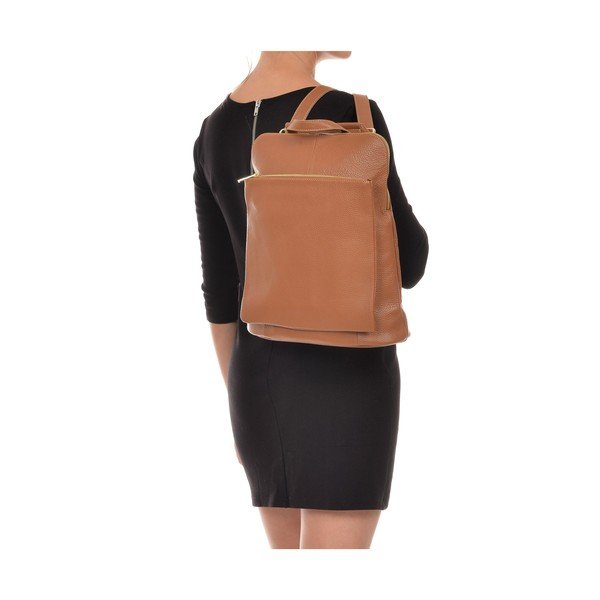 Tumša konjaka brūna ādas mugursoma Isabella Rhea Carrie Backpack-image-4