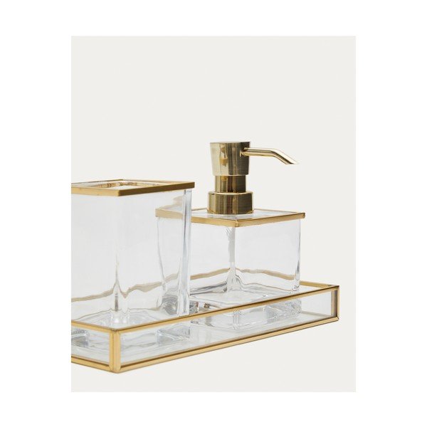 Zelta krāsas stikla trauks zobu birstei Soanet – Kave Home-image-3