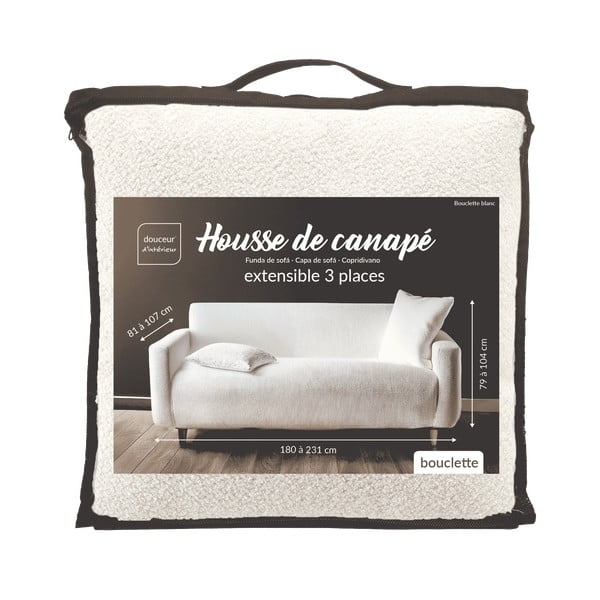 Krēmkrāsas uzvelkams pārvalks dīvānam 3 sēdvietām Laina – douceur d'intérieur-image-3