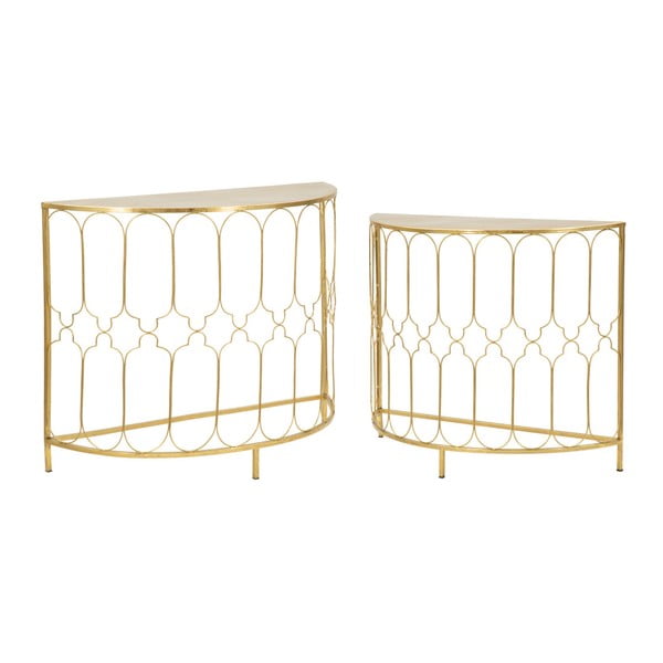 2 konsoļu galdiņu komplekts ar zelta krāsas dizainu Mauro Ferretti Balconette