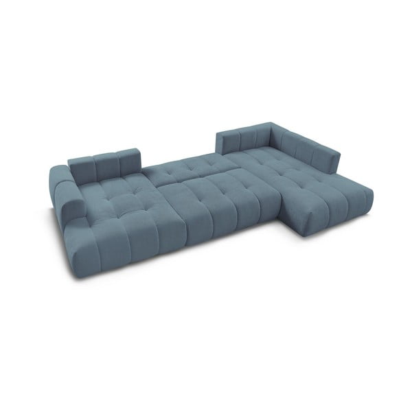 Zils salokāms/ar uzglabāšanas vietu stūra dīvāns (ar labo stūri/U veida) Fuji – Bobochic Paris-image-4