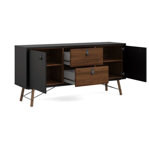 Melna kumode ar riekstkoka imitāciju 150x72x40 cm Ry – Tvilum-image-3