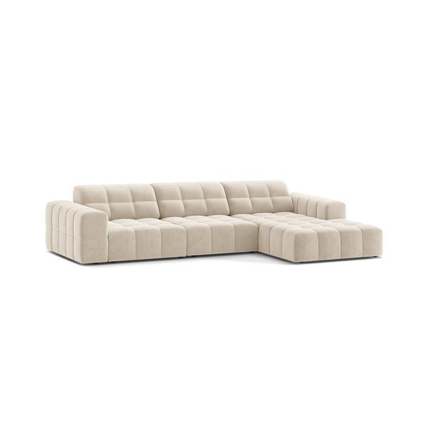 Krēmkrāsas samta stūra dīvāns (ar labo stūri/ar zvilni) Chicago – Cosmopolitan Design-image-1