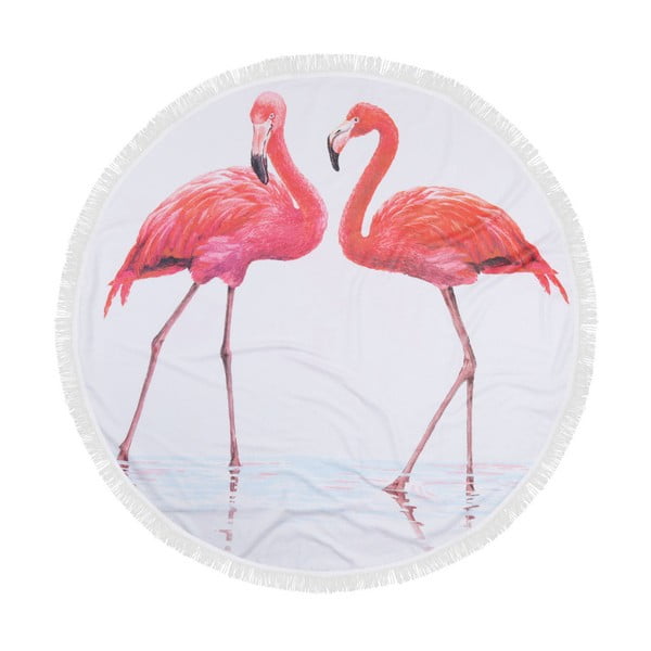 Krāsains 100% kokvilnas pludmales dvielis Flamingo, ⌀ 150 cm