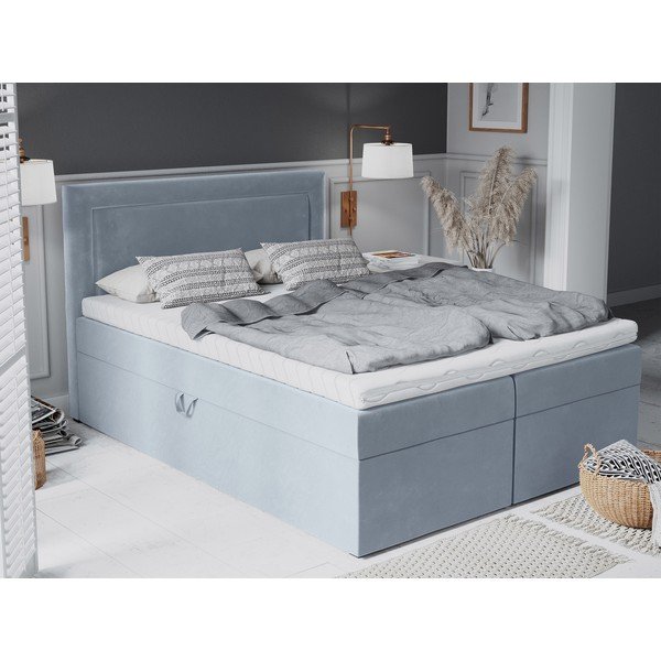 Gaiši zila samta divguļamā gulta Mazzini Beds Yucca, 180 x 200 cm-image-1