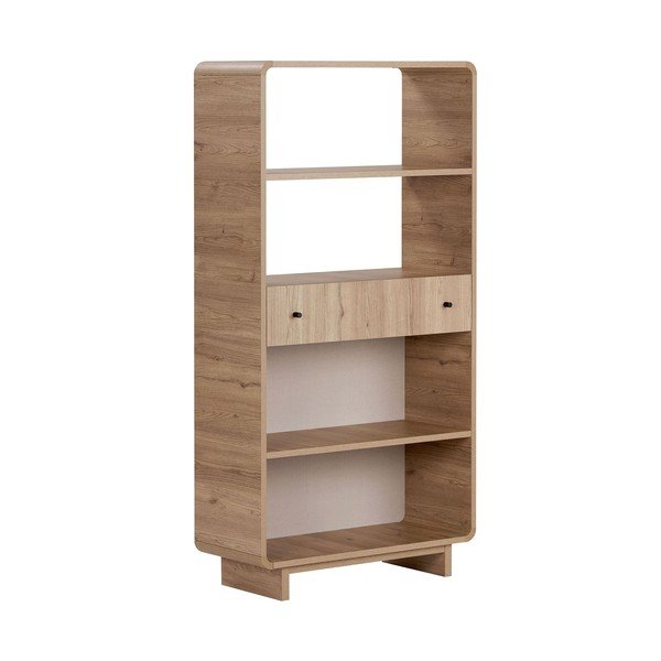 Gaiša dabīga toņa grāmatplaukts ar ozolkoka imitāciju 78x153x34 cm Senza – Nordure