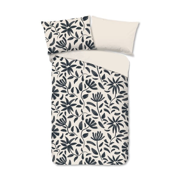 Melna/bēša vienguļamā kokvilnas gultas veļa 140x200 cm Emilia – Good Morning