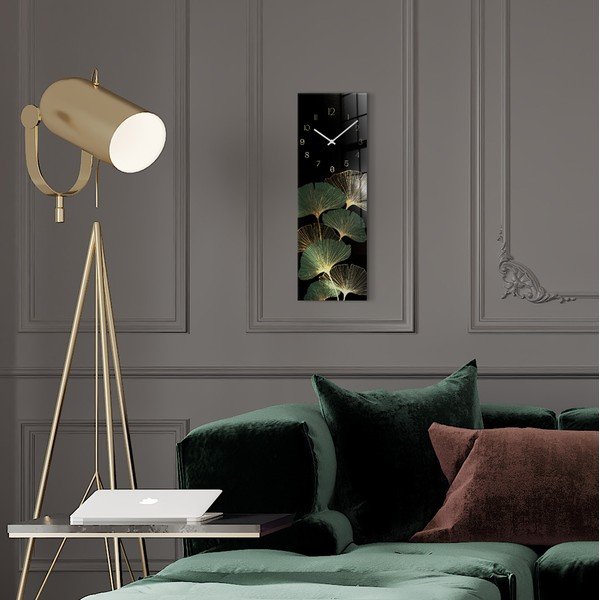 Stikla sienas pulkstenis Gingko - Styler-image-1