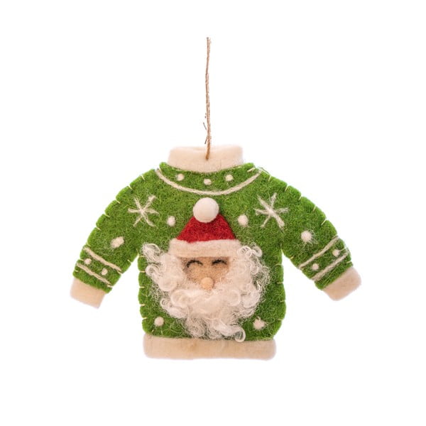 Tekstila ar rokām izgatavots Ziemassvētku eglītes rotājums 12 cm Santa Jumper – Sass & Belle