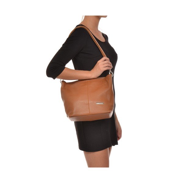 Gaiši konjaka brūna ādas rokassomiņa Luisa Vannini Ginata-image-4