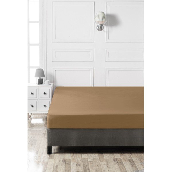 Brūns kokvilnas palags ar gumiju 140x200 cm – Mijolnir-image-2