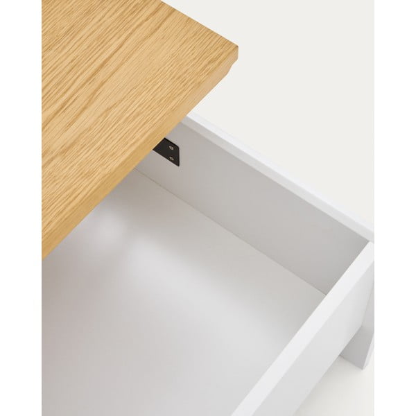 Balts/dabīga toņa žurnālgaldiņš ar ozolkoka imitāciju 60x110 cm Abilen – Kave Home-image-4