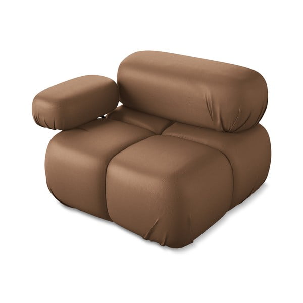 Brūna modulārā dīvāna daļa no ādas imitācijas (ar kreiso stūri) Lokua – Makamii-image-3