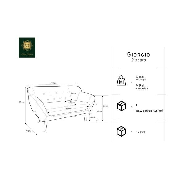 Zils divvietīgs dīvāns Mazzini Sofas Amelie-image-1