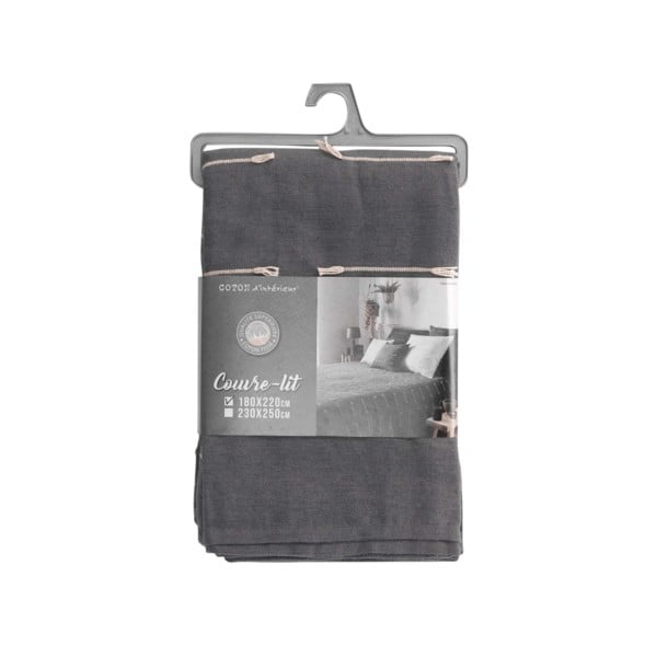 Antracīta pelēks gultas pārklājs 180x220 cm Fileo – douceur d'intérieur-image-1