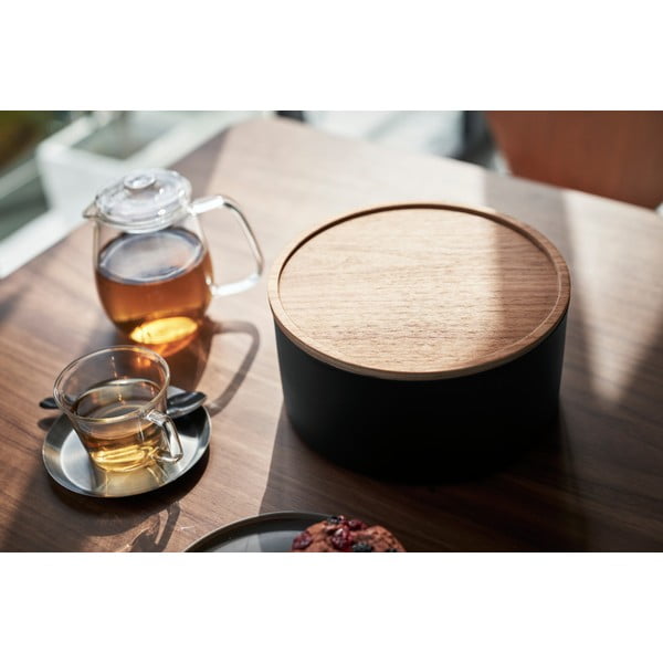 Melna metāla uzglabāšanas kaste ar vāku ø 22x11 cm Rin – YAMAZAKI-image-4