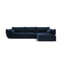 Tumši zils samta stūra dīvāns (ar labo stūri/ar zvilni) Vanda – Mazzini Sofas