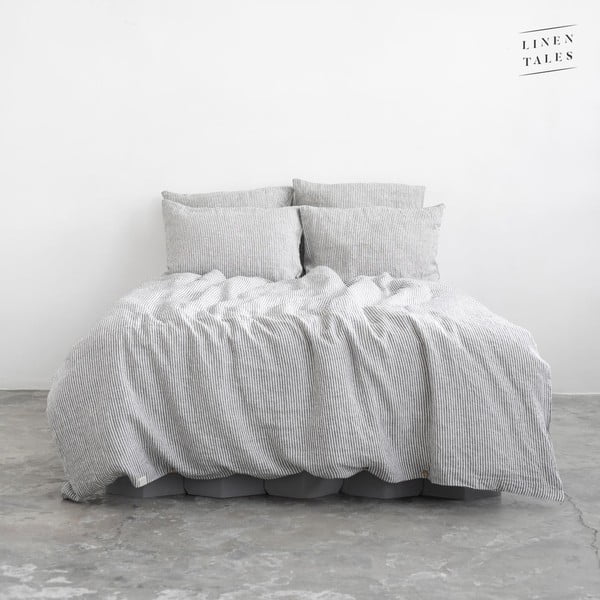 Melnbalta lina gultas veļa 200x200 cm – Linen Tales