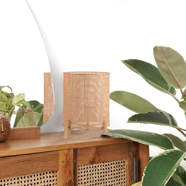 Rotangpalma galda lampa SULION Wala, augstums 35 cm-image-2