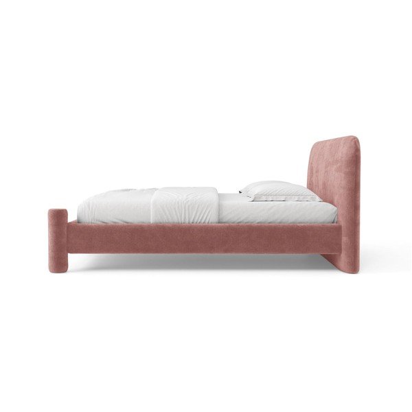Rozā polsterēta divvietīga gulta ar redelēm 140x200 cm Vera – Micadoni -image-3