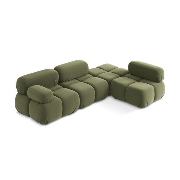 Gaiši zaļš samta modulārais stūra dīvāns (ar labo stūri) Lokua – Makamii-image-2