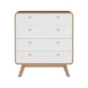Balta/dabīga toņa augsta kumode ar ozolkoka imitāciju 80x88 cm Caitlin – Støraa