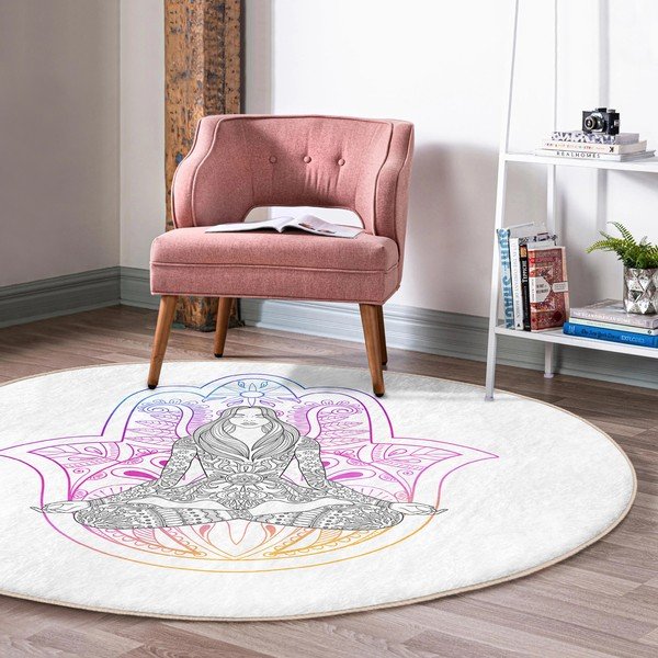 Balts mazgājams robotu putekļu sūcējiem piemērots apaļš paklājs ø 120 cm Comfort – Mila Home-image-3